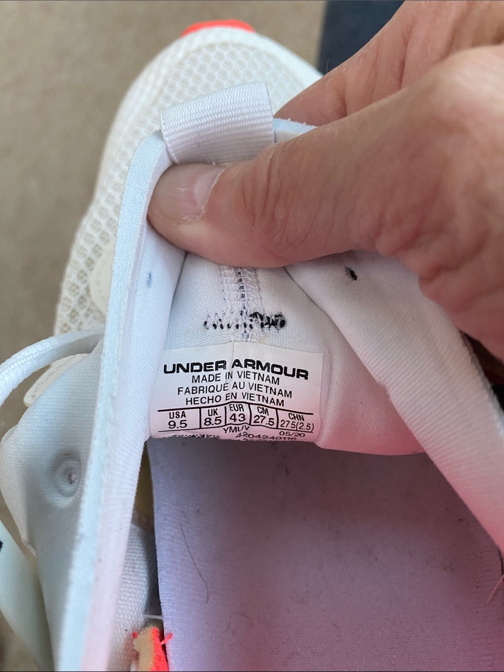 Under Armour Womens White Sneakers with Neon Pink Accents - Picture 7 of 7